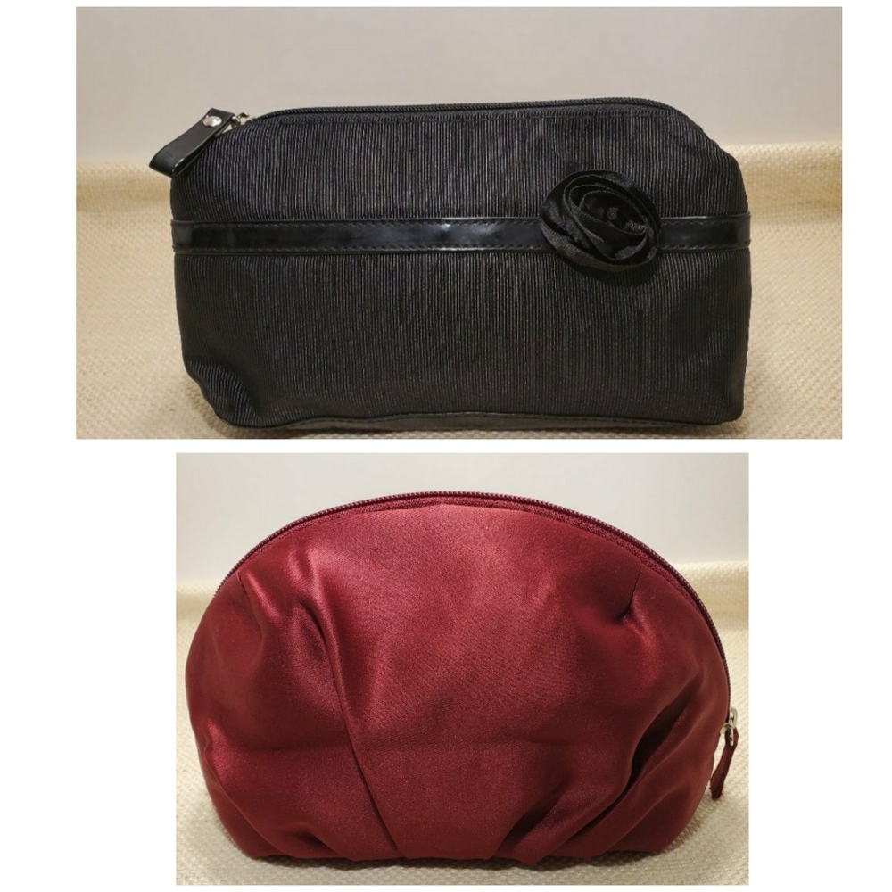 Lancôme Black and Burgundy Cosmetic Bags.